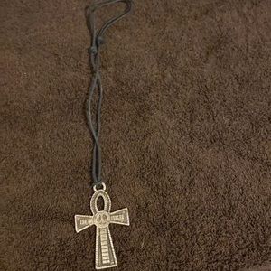 Metal cross necklace with Adjustable string